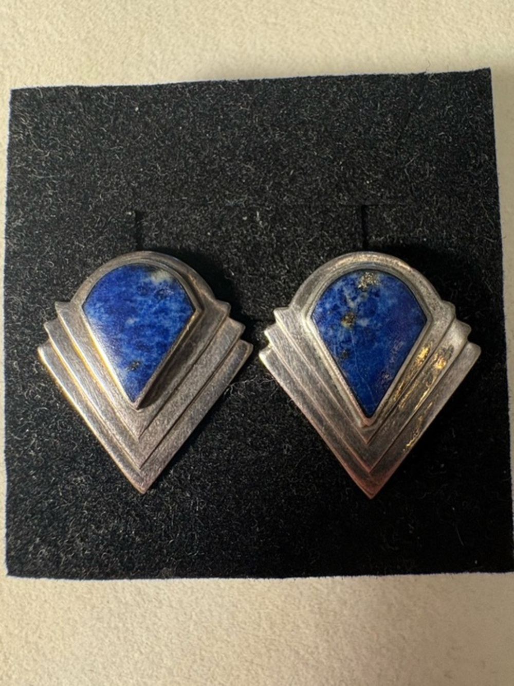 Sterling Silver & Lapis Stud Earrings